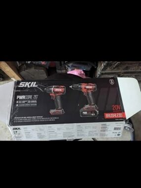 SKILL  20V Brushless Cordless Drill/Impact Driver Kit - Red/Black